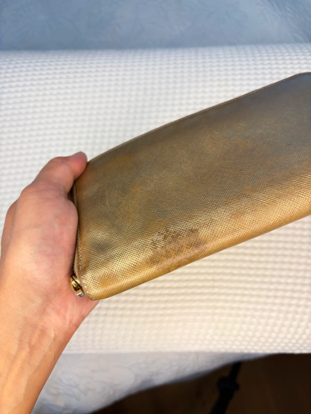Prada Metallic Gold Saffiano Zip Wallet - Picture 12 of 12